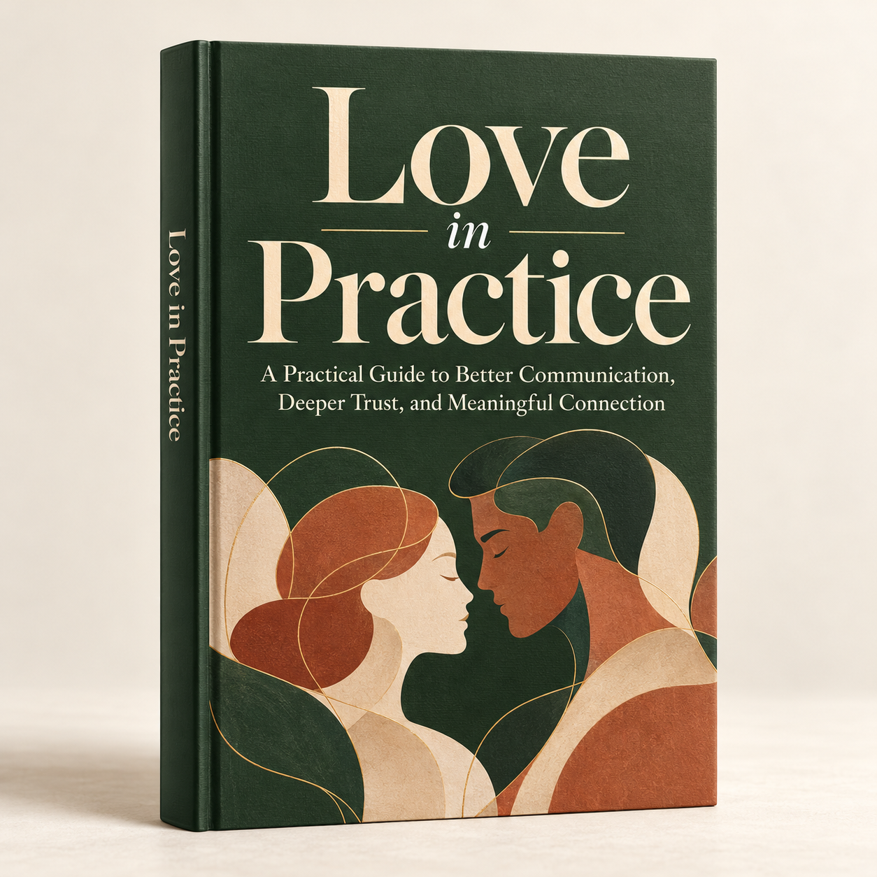 Love in Practice, a green hardcover-style e-book cover with an illustrated couple
